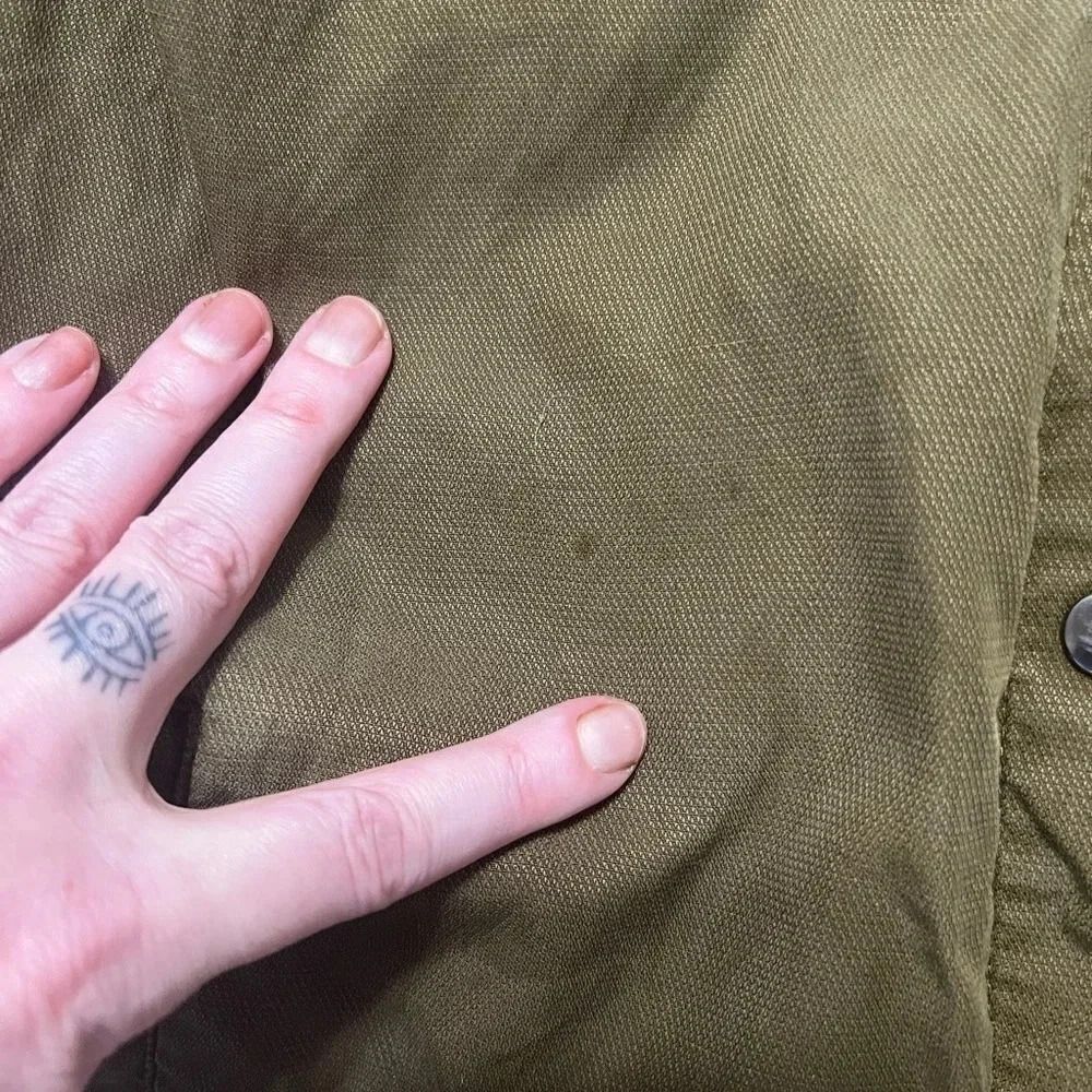 Zara Olive Army Green Patch Long Duster Jacket medium - Picture 11 of 15